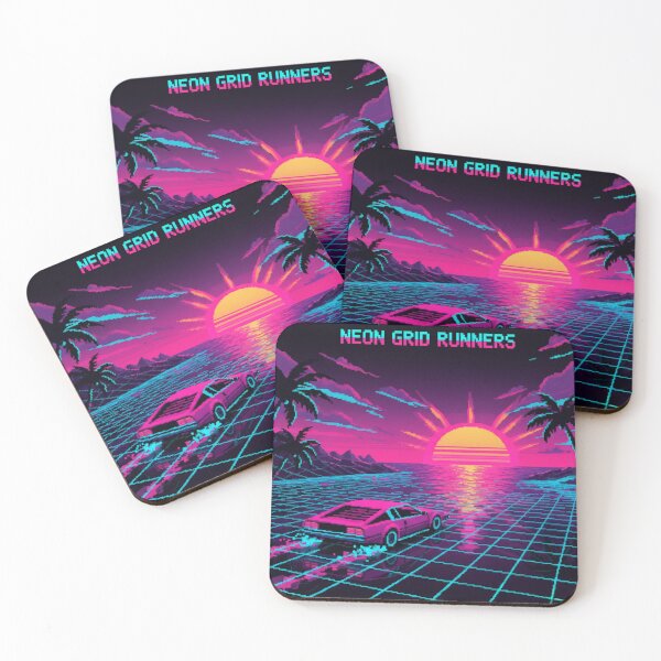 Item preview, NEON GRID RUNNERS 80s Car Synthwave Pixel Art designed and sold by BlissHalo.
