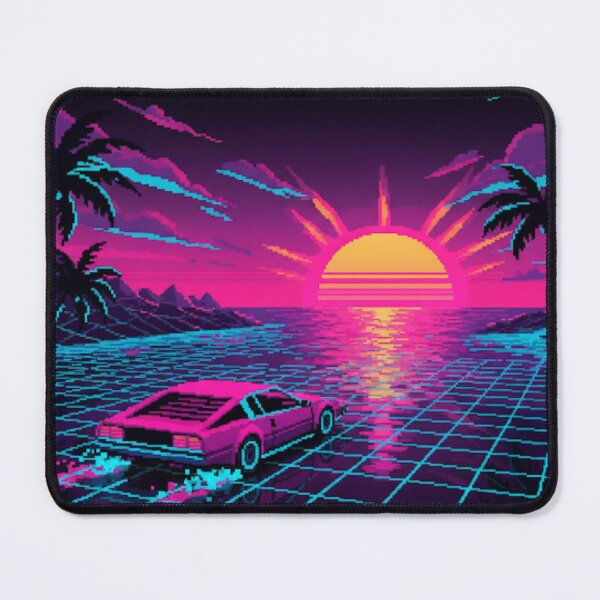 Item preview, NEON GRID RUNNERS 80s Car Synthwave Pixel Art designed and sold by BlissHalo.