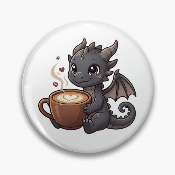 Item preview, Cute Dark Grey Coffee Dragon – Baby Dragon Latte Art Illustration designed and sold by Reminixi.