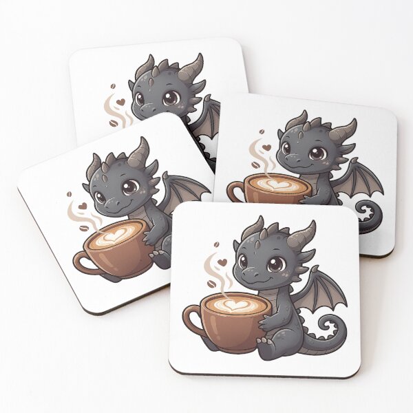 Item preview, Cute Dark Grey Coffee Dragon – Baby Dragon Latte Art Illustration designed and sold by Reminixi.