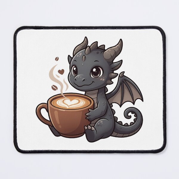 Item preview, Cute Dark Grey Coffee Dragon – Baby Dragon Latte Art Illustration designed and sold by Reminixi.