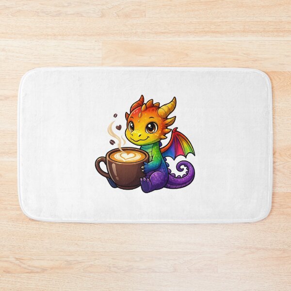 Item preview, Rainbow Coffee Dragon – Colorful Cute Baby Dragon Latte Art designed and sold by Reminixi.