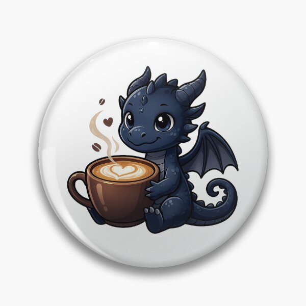 Item preview, Blue Coffee Dragon – Cute Baby Dragon Holding Latte designed and sold by Reminixi.
