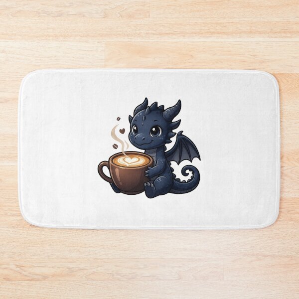 Item preview, Blue Coffee Dragon – Cute Baby Dragon Holding Latte designed and sold by Reminixi.