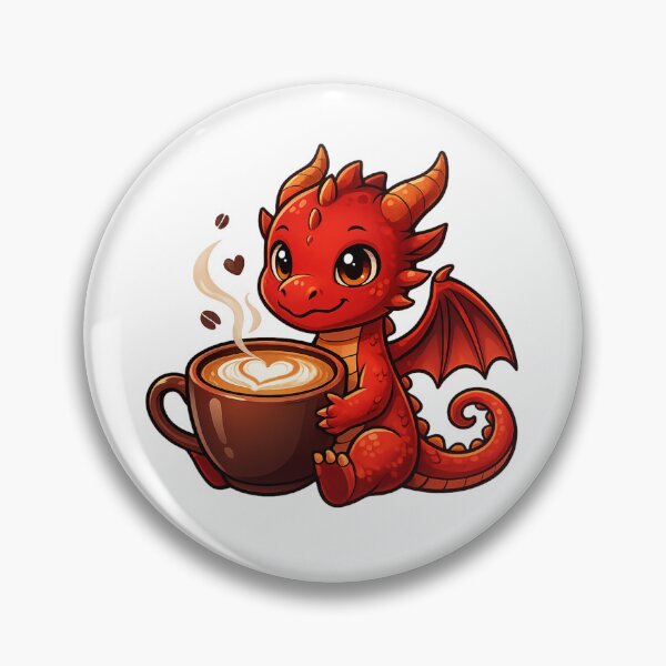 Item preview, Red Coffee Dragon – Cute Baby Dragon Latte Illustration designed and sold by Reminixi.