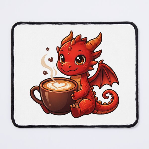 Item preview, Red Coffee Dragon – Cute Baby Dragon Latte Illustration designed and sold by Reminixi.