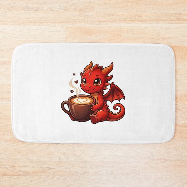 Item preview, Red Coffee Dragon – Cute Baby Dragon Latte Illustration designed and sold by Reminixi.