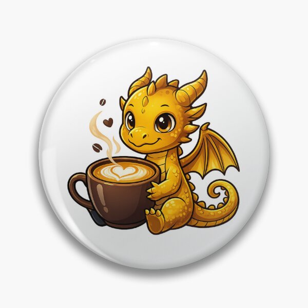 Item preview, Golden Coffee Dragon – Cute Baby Dragon with Latte designed and sold by Reminixi.