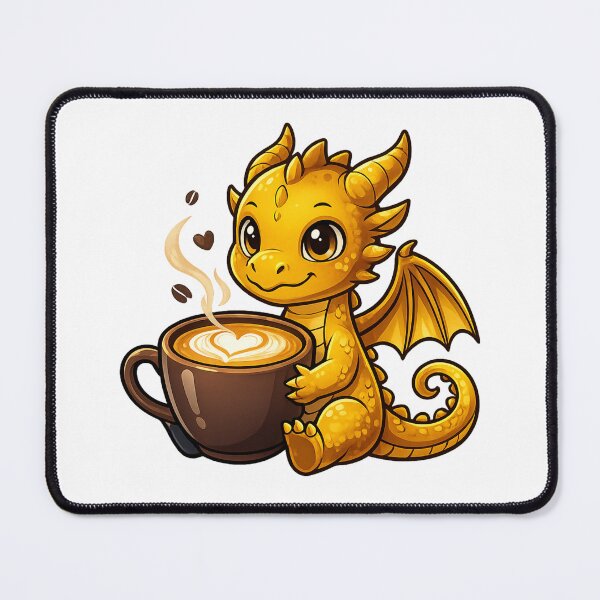 Item preview, Golden Coffee Dragon – Cute Baby Dragon with Latte designed and sold by Reminixi.