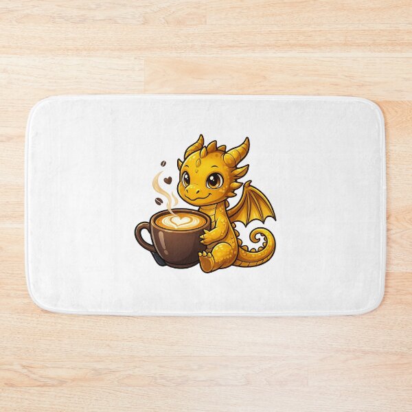 Item preview, Golden Coffee Dragon – Cute Baby Dragon with Latte designed and sold by Reminixi.