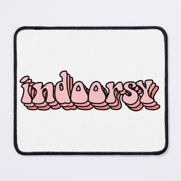 Item preview, Indoorsy Pink Peach Bubble Lettering Sticker – Cute Introvert Aesthetic designed and sold by backwoodsdsgn.