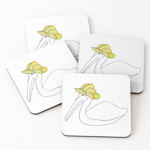 Item preview, Outline of Pelican with Bright Yellow Sou'wester Hat designed and sold by CoastalCaptures.