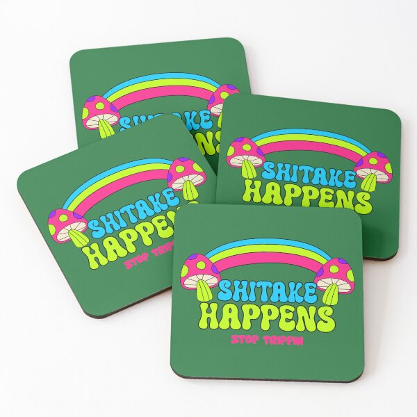 Item preview, Shiitake Happens – Funny Mushroom Pun Retro Trippy Rainbow Design designed and sold by TickleSharkDsg.