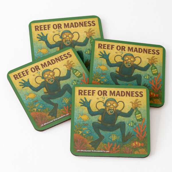 Item preview, Reef or Madness – Funny Scuba Diver Cartoon designed and sold by Rick London Gifts.
