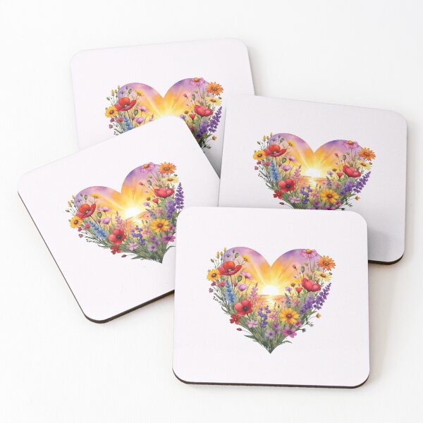 Item preview, Sunset Bloom Heart – Watercolor Wildflowers designed and sold by PixelQ.