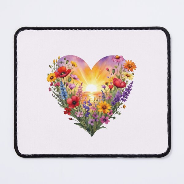 Item preview, Sunset Bloom Heart – Watercolor Wildflowers designed and sold by PixelQ.