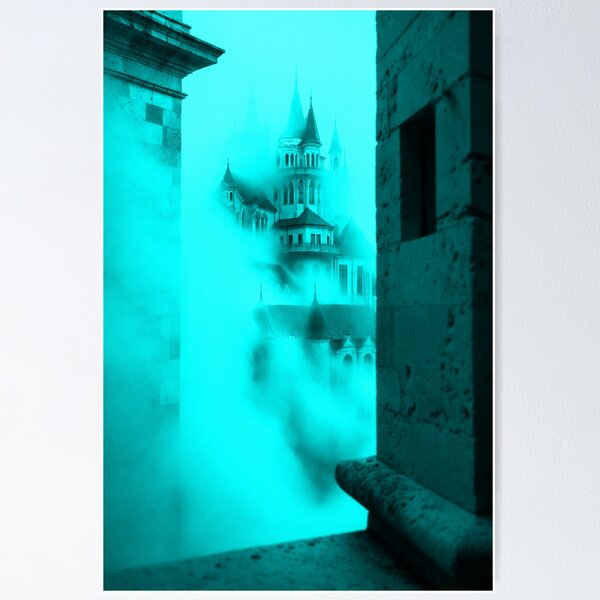 Item preview, castle in teal designed and sold by Zombie-Shirts.