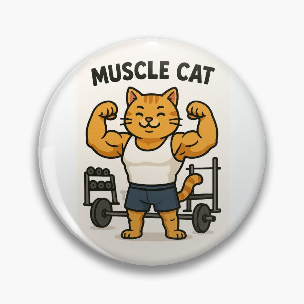 Item preview, Gato musculoso: dibujo animado de un lindo gatito musculoso en el gimnasio designed and sold by DesignWerkz.
