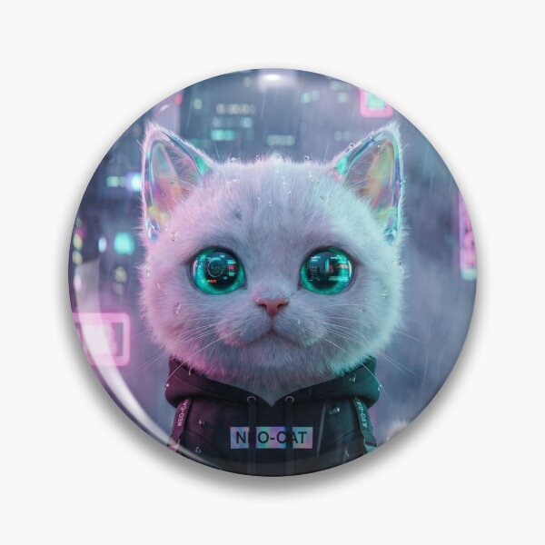 Item preview, Cyber-Nya: Kawaii Cyberpunk Techwear Kitten in Neo-Tokyo designed and sold by Keo Store.