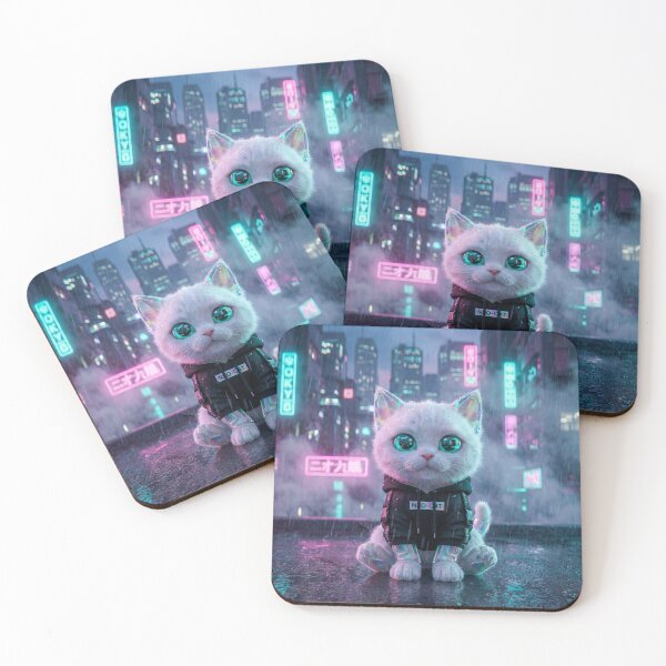 Item preview, Cyber-Nya: Kawaii Cyberpunk Techwear Kitten in Neo-Tokyo designed and sold by Keo Store.