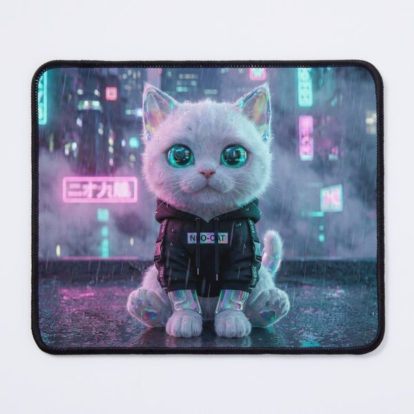 Item preview, Cyber-Nya: Kawaii Cyberpunk Techwear Kitten in Neo-Tokyo designed and sold by Keo Store.