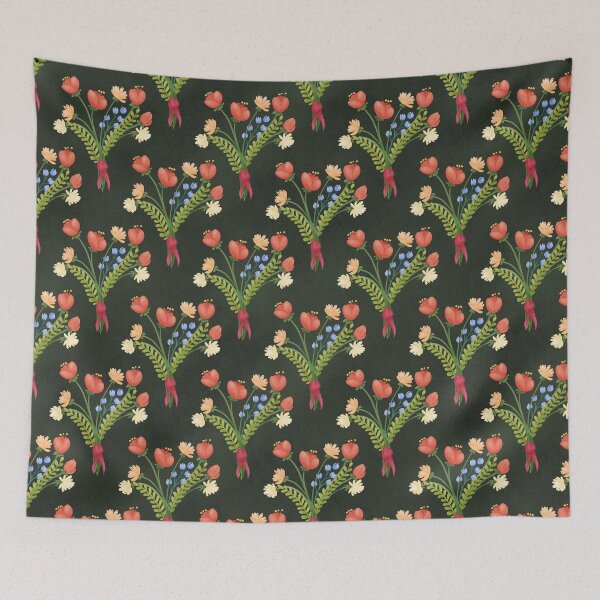 Item preview, Seamless Repeat Pattern of a bouquet with dark background designed and sold by NaliniLe.