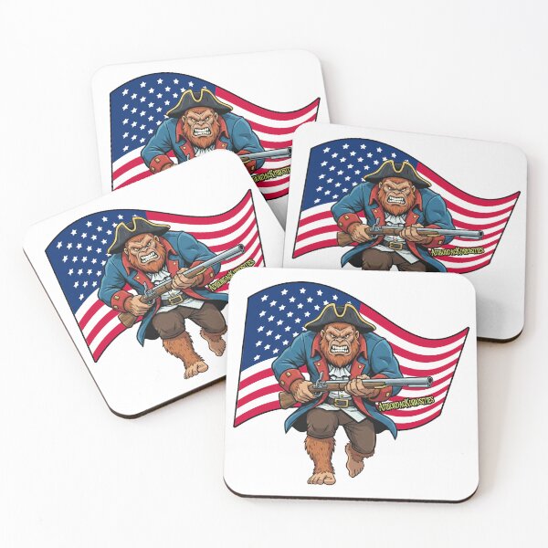Item preview, Bigfoot with American flag background designed and sold by AdirondacKuriosities.