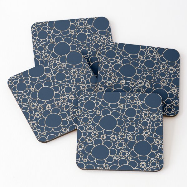 Item preview, Cheerful Doodle Flowers Pattern in Mid Century Modern Navy Blue and Beige designed and sold by kierkegaard.