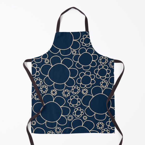 Item preview, Cheerful Doodle Flowers Pattern in Mid Century Modern Navy Blue and Beige designed and sold by kierkegaard.