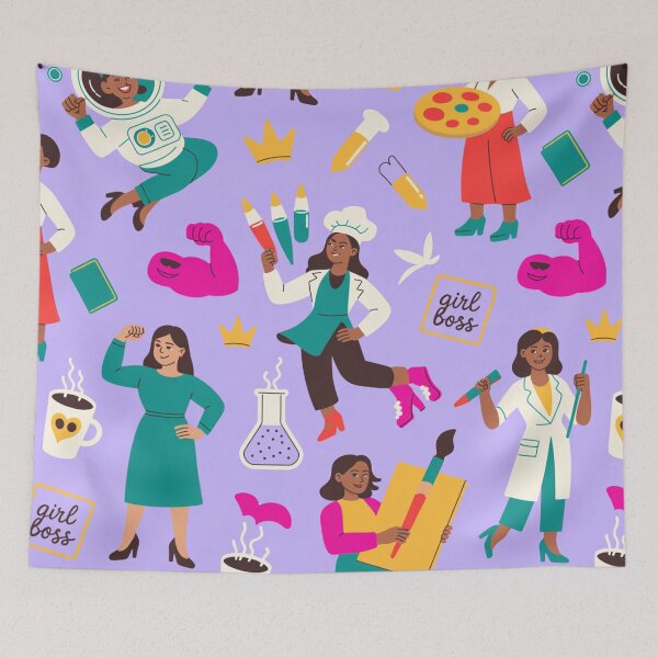 Item preview, Girl Boss Empowerment Pattern – Diverse Women in Power Purple Design   designed and sold by Midnight Veil Designs.