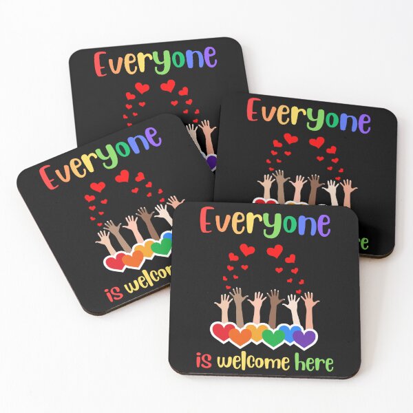 Item preview, Everyone is welcome here many hearts diversity inclusion rainbow  designed and sold by Artstastic.