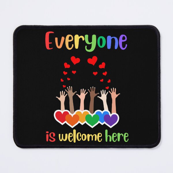 Item preview, Everyone is welcome here many hearts diversity inclusion rainbow designed and sold by Artstastic.