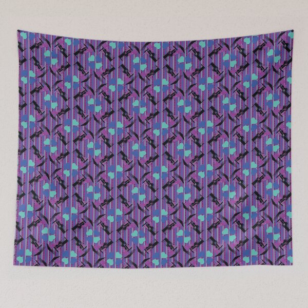 Item preview, Cat & Dog with Farm Window on Blue Teal & Purple Stripe with Hearts designed and sold by Digitalmyth's Designs.