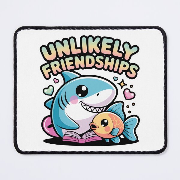 Item preview, Unlikely Friendships Shark & Goldfish Sticker – Cute Kawaii Reading Ocean Design for Kids & Book Lovers designed and sold by GemBob Creations.