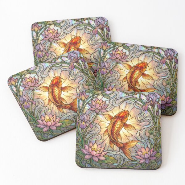 Item preview, Stained Glass Koi and Lotus Flowers designed and sold by Tridentulus.