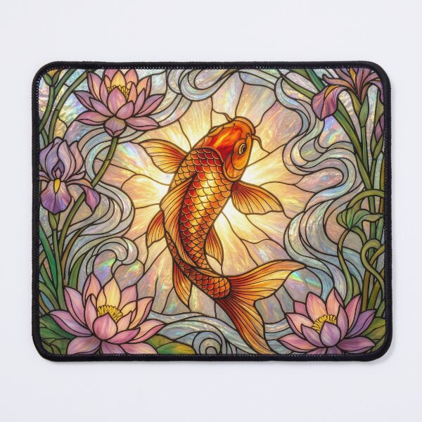 Item preview, Stained Glass Koi and Lotus Flowers designed and sold by Tridentulus.