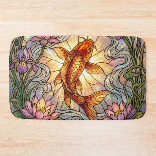 Item preview, Stained Glass Koi and Lotus Flowers designed and sold by Tridentulus.