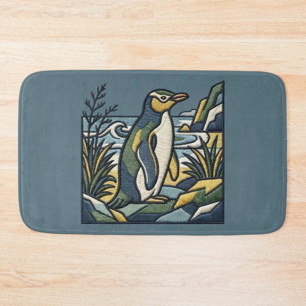 Item preview, Embroidered YEP Penguin Coastal Scene – Faux Stitch Wildlife designed and sold by MvuuStudio.
