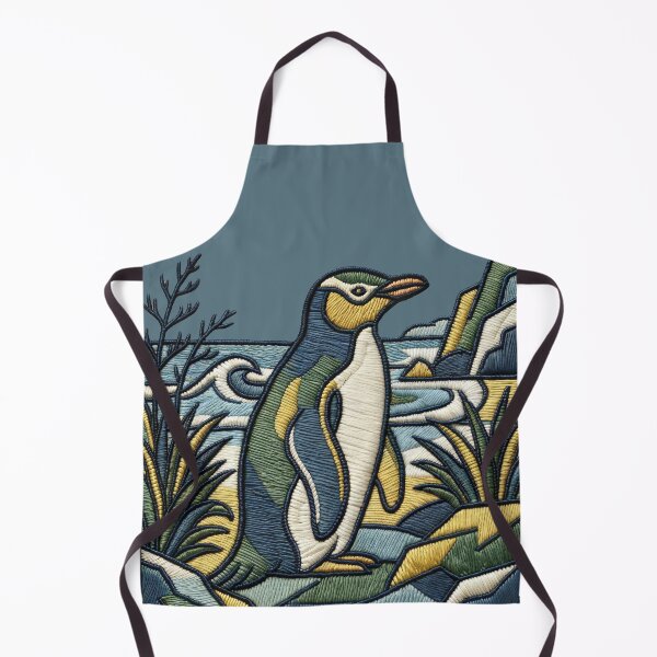Item preview, Embroidered YEP Penguin Coastal Scene – Faux Stitch Wildlife designed and sold by MvuuStudio.