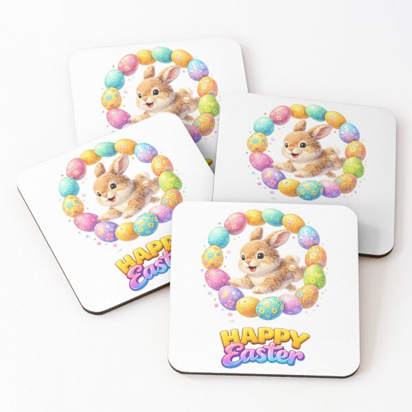 Item preview, Cute Easter Bunny with Colorful Eggs designed and sold by newvisionart191.