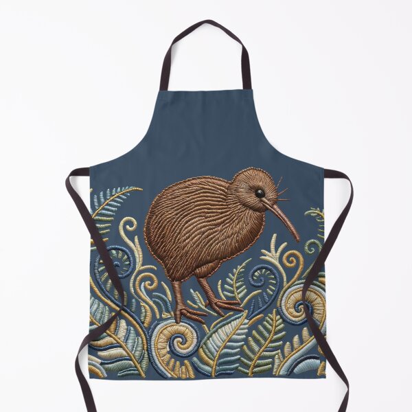 Item preview, Embroidered Kiwi Bird with Ferns – Faux Stitch Art designed and sold by MvuuStudio.