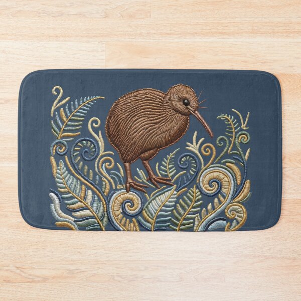 Item preview, Embroidered Kiwi Bird with Ferns – Faux Stitch Art designed and sold by MvuuStudio.
