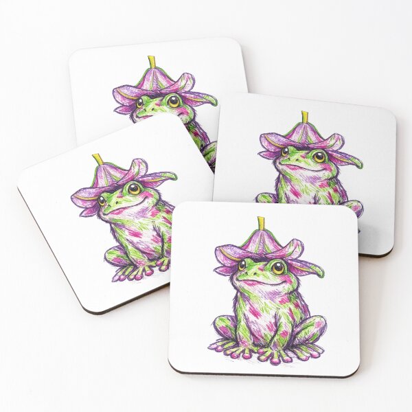 Item preview, Dreamy Frog with Flower Hat – Artistic Illustration in Color Pencil designed and sold by HeyHas.