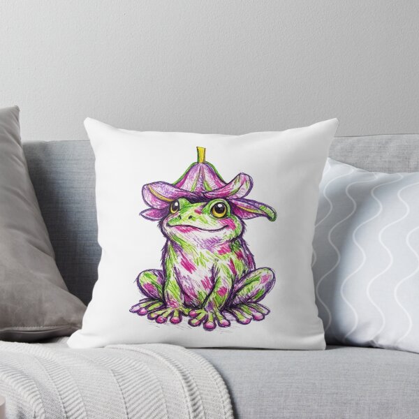 Item preview, Dreamy Frog with Flower Hat – Artistic Illustration in Color Pencil designed and sold by HeyHas.