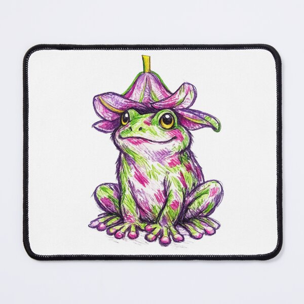 Item preview, Dreamy Frog with Flower Hat – Artistic Illustration in Color Pencil designed and sold by HeyHas.
