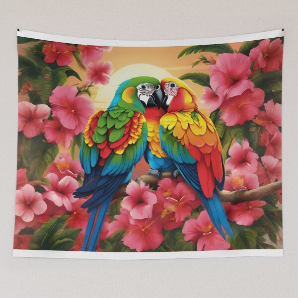 Item preview, Tropical Sunset Macaw Love Pair designed and sold by CASASIS_MERCH.