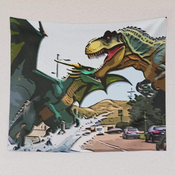 Item preview, Battling Dragon and Dinosaur designed and sold by NaturePrints.