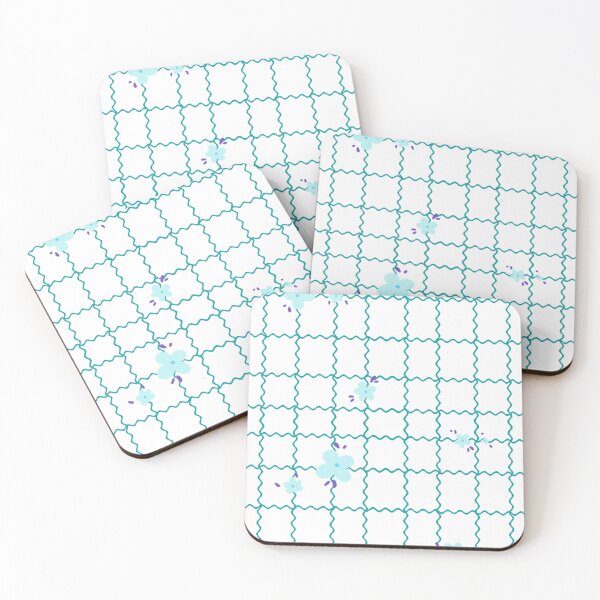 Item preview, Squares of waves and flowers -Light blue- designed and sold by Houst-cn.