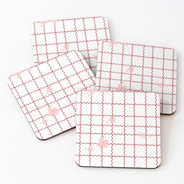 Item preview, Squares of waves and flowers -Red- designed and sold by Houst-cn.