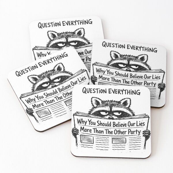 Item preview, Question Everything Raccoon - Funny Anti Government Political Activist Animals designed and sold by Envision Designs.